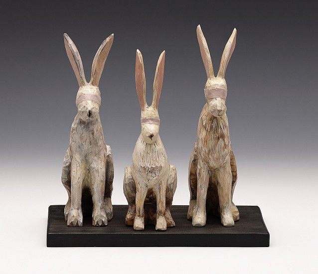 Stan Peterson, 3 Blindfolded Rabbits
2022, carved and painted wood