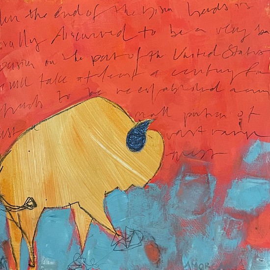 Andrea Morgan, Words With A Buffalo #1
2023, acrylic, charcoal, pastel on paper