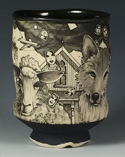 Dennis Meiners, American Gothic Yunomi
2019, stoneware with mishima drawings
