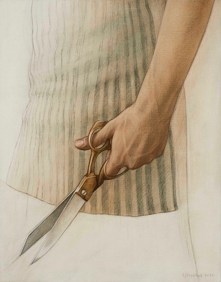 Stephanie Frostad, Shears
2020, graphite & oil on wood panel