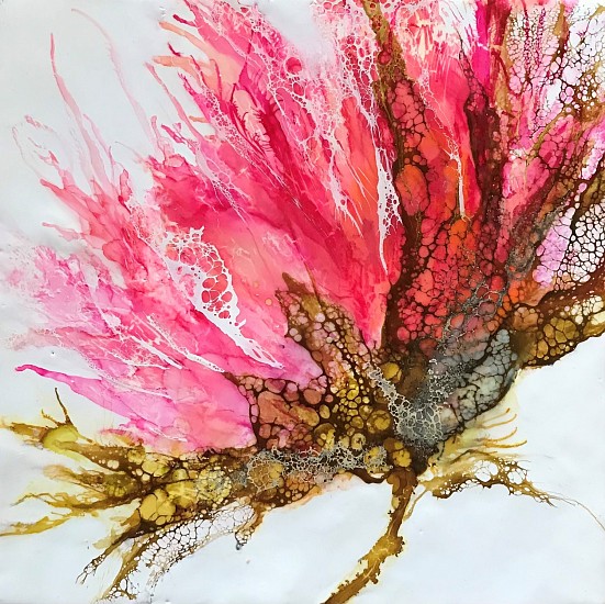 Mary Christen, Pink Botanical I
2020, encaustic, alcohol ink, shellac