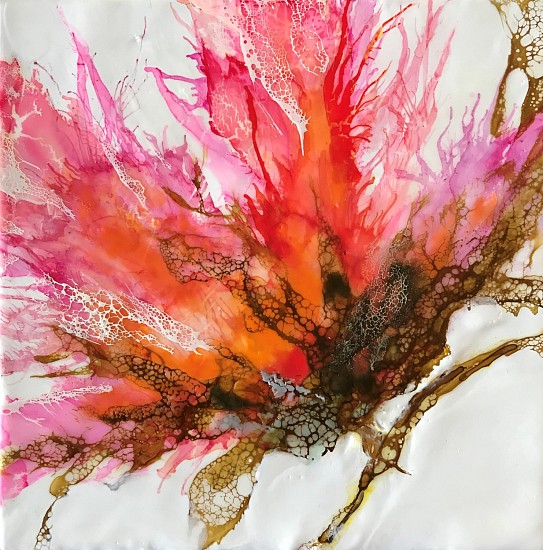 Mary Christen, Pink Botanical II
2020, encaustic, alcohol ink, shellac
