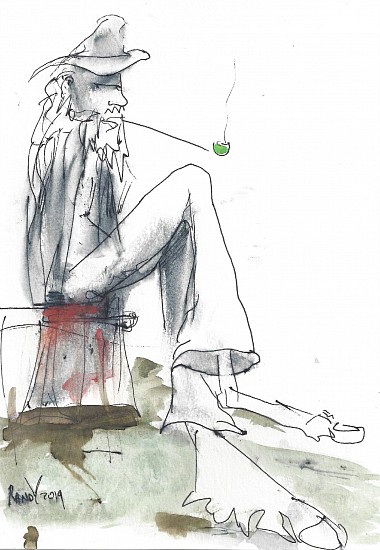 Randy Palmer, Socrate 's Stump
2019, watercolor and pen