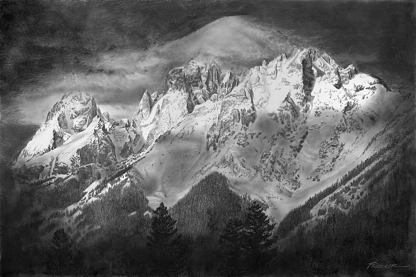 Doug Fluckiger, Exodus 24:17 (Teton Peaks in Winter)
2021, graphite on paper