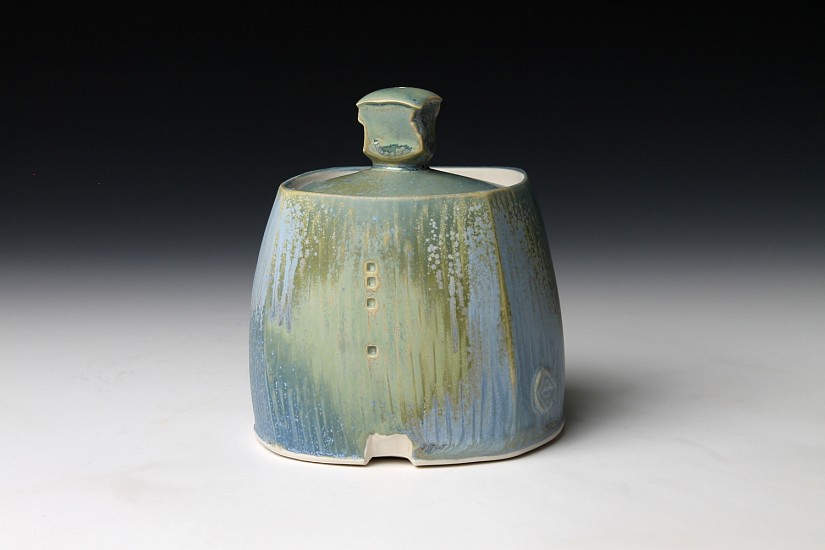 Nick DeVries, Square Blue Jar 2
2021, porcelain, wheel thrown, electric fired cone 6