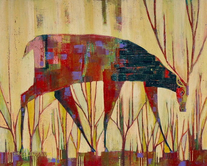 Shelle Lindholm, Red Stag
2020, acrylic on panel