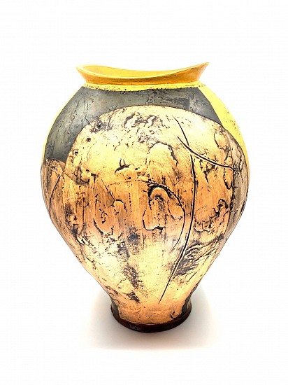Ben Roti, Large Orange Vase
2021, lowfire earthenware, cone 1, terra sigillata, sandblasted