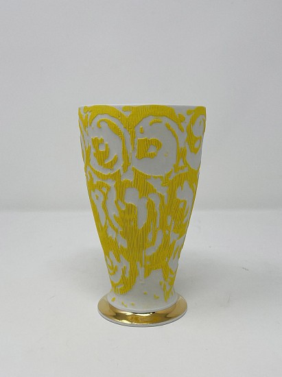 Dallas Wooten, Yellow Etched Tumbler
2022, Cone 10 stoneware porcelain, colored porcelain, glaze, luster