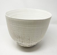 KAST 0005 Large White Bowl with Vertical Stripe