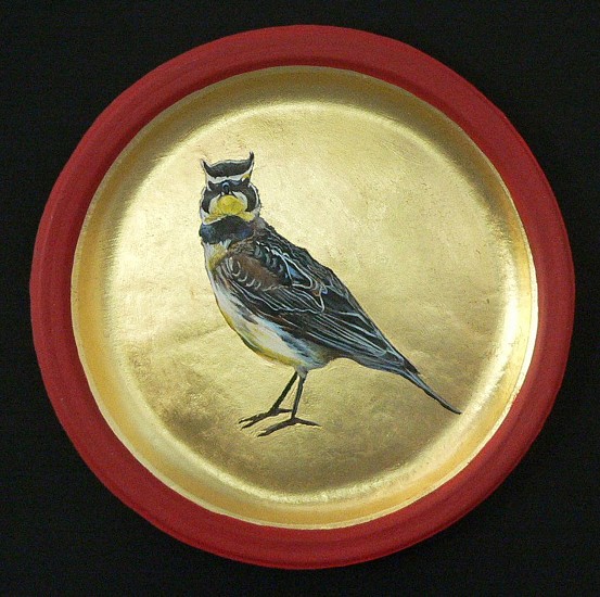 Mary Frances Dondelinger, Streak Horned Lark, Proposed Threatened
2013, egg tempera, 23 c. gold, acrylic