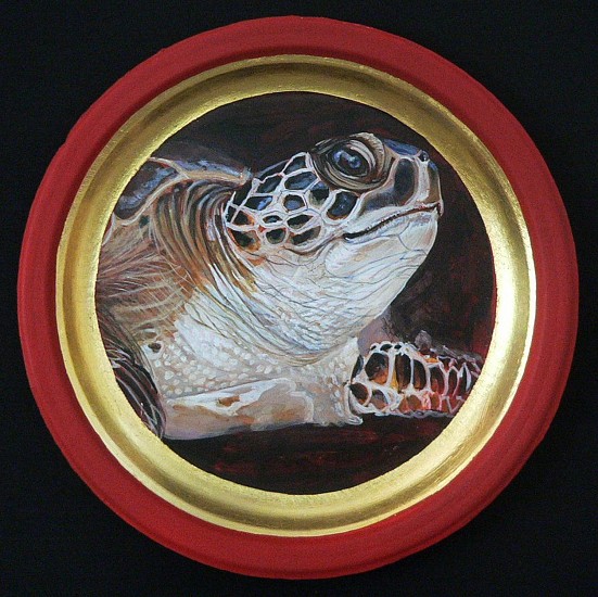 Mary Frances Dondelinger, Sea Turtle, Threatened
2013, egg tempera, 23 c. gold, acrylic