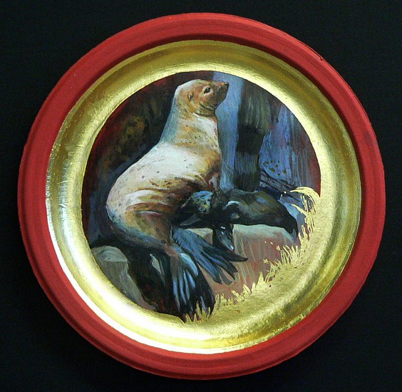 Mary Frances Dondelinger, Stellar Sea Lion, Threatened
2013, egg tempera, 23 c. gold, acrylic