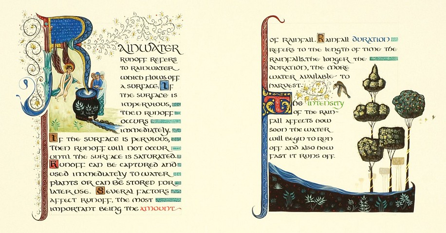 Mary Frances Dondelinger, Sacred Manuscript - Water III
2011, ink, egg tempera, 23 c. gold