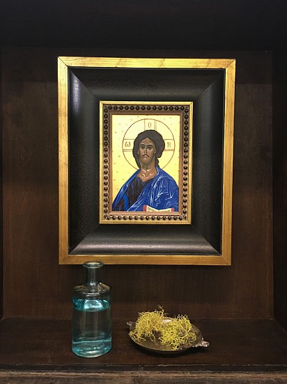 Mary Frances Dondelinger, Private Altar - Christ
2019, egg tempera, 23 c gold, mixed media