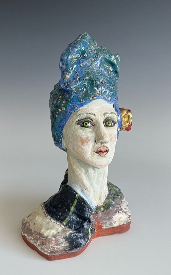 Mary Frances Dondelinger, Green Eyed Lady
2022, clay, glazes, gold luster