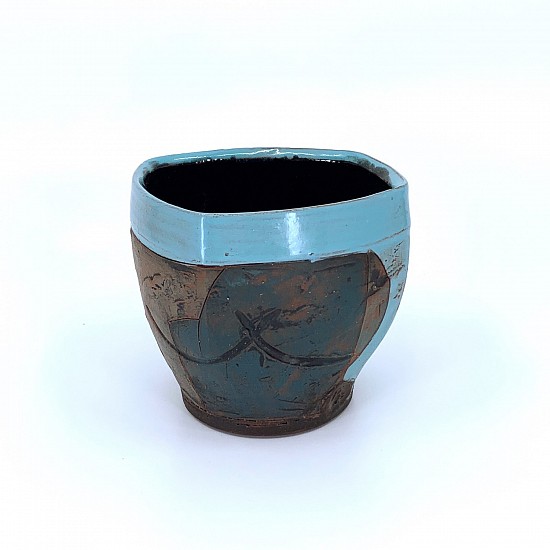 Ben Roti, Blue Squared Lowball
2021, lowfire earthenware, cone 1, terra sigillata, sandblasted