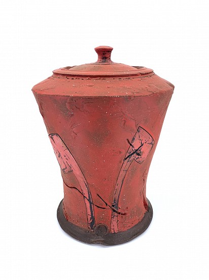 Ben Roti, Red Lidded Jar
2021, lowfire earthenware, cone 1, terra sigillata, sandblasted