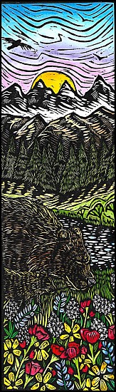 Hannah Spencer, Bear Basin
2022, Woodblock/watercolor