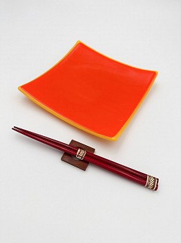 telf 0013 orange plate with chopsticks