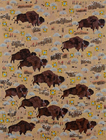 Shelle Lindholm, Where the Buffalo Roam 2
2023, acrylic on panel