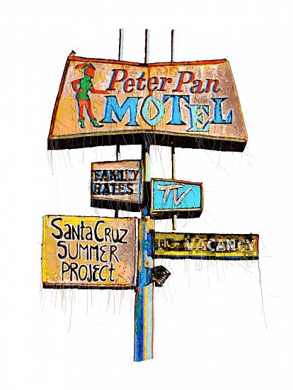 Helen Parsons, Motel Sign: Peter Pan<br /><br /><br />
2023, Fiber Art