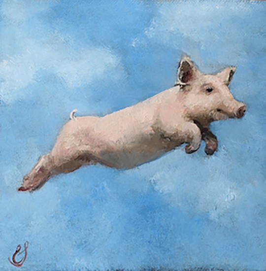 Erin Schulz, Flying Pig
2023, oil