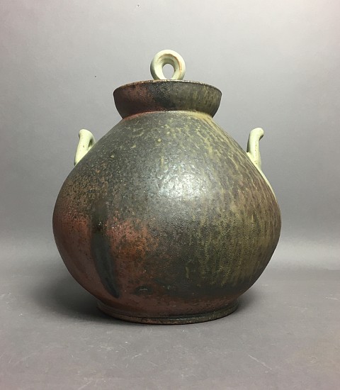 James Tingey, Brown Jar with Blue Handles
2019, wheel thrown, slipcast, glazed, soda fired