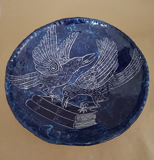 Betsey Hurd, Ravens and Books Platter
2023, clay