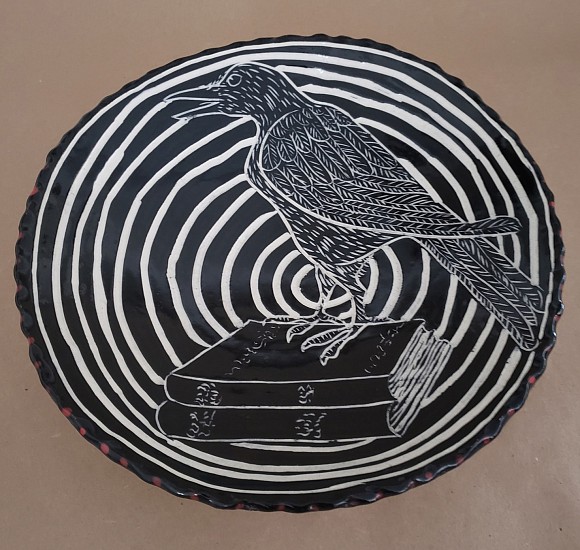 Betsey Hurd, Ravens and Books Platter
2024, clay