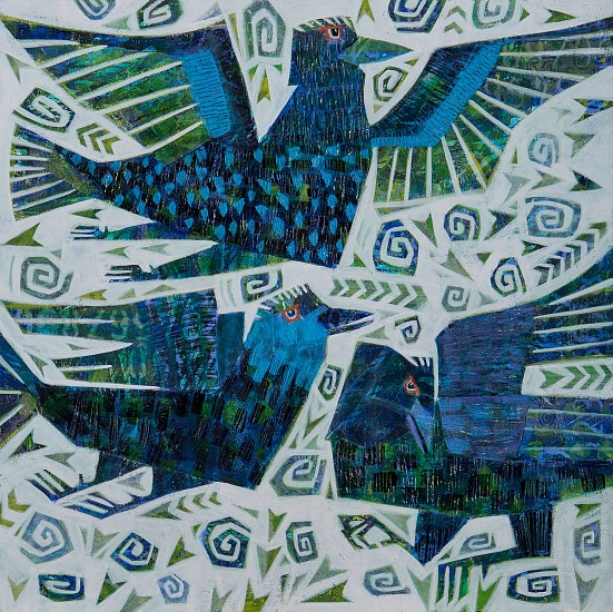Shelle Lindholm, Caw! Caw! Caw!
acrylic on panel