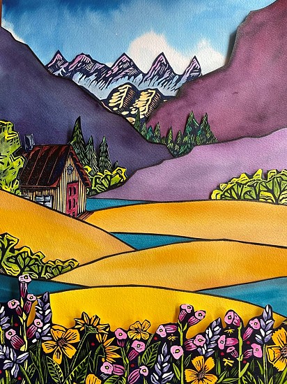 Hannah Spencer, Collaboration with Karen Savory - Hills of Gold
mixed media