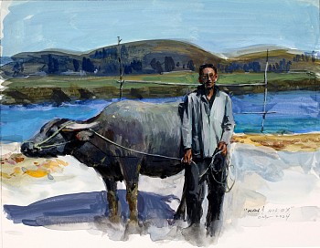 ong 0088 man & his ox 7x9