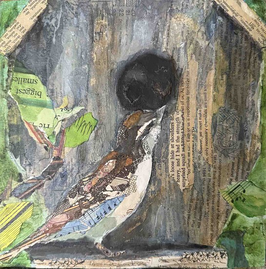 Jacquie Masterson, Feed Me
2024, paper collage on a wood panel