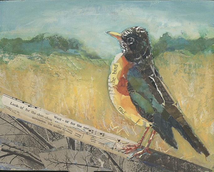 Jacquie Masterson, On The Fence
2025, paper collage on a wood panel