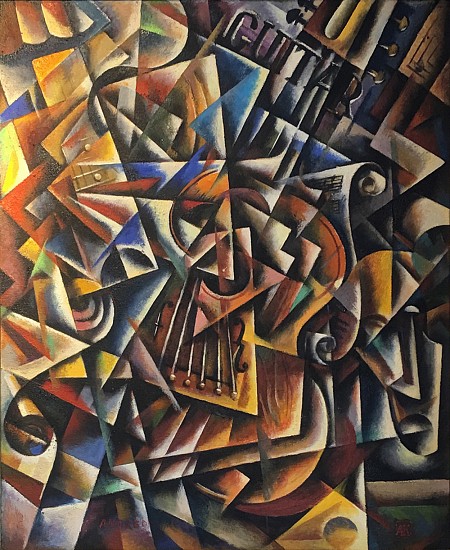 Aleksandr Kargopoltsev, Still life with guitar and bottle
2017, oil on canvas board