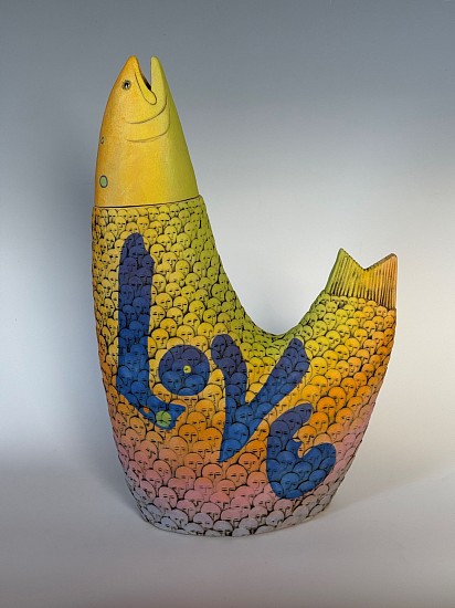 Susan Mattson, Peace, Love and Peter Max
2025, Stoneware, oxides, and underglaze